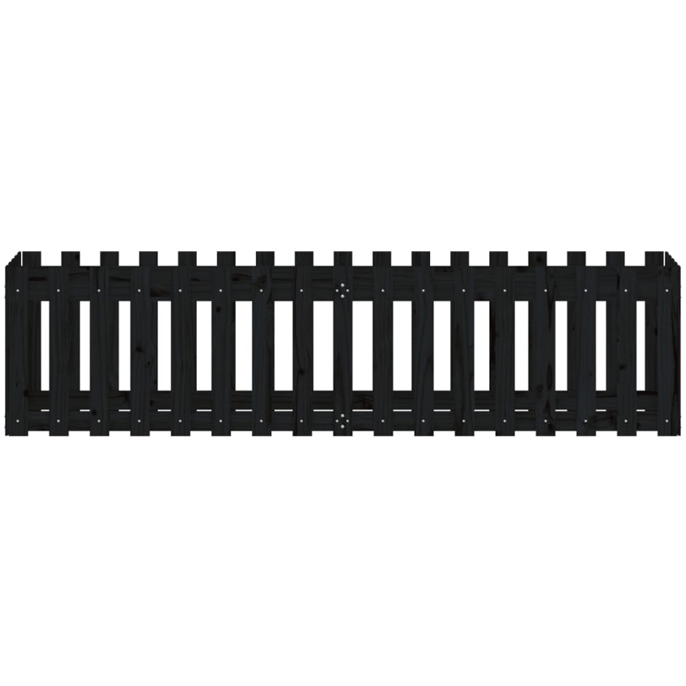 vidaXL Black Pine Wood Raised Garden Bed 50 x 50 x 200cm Image 4