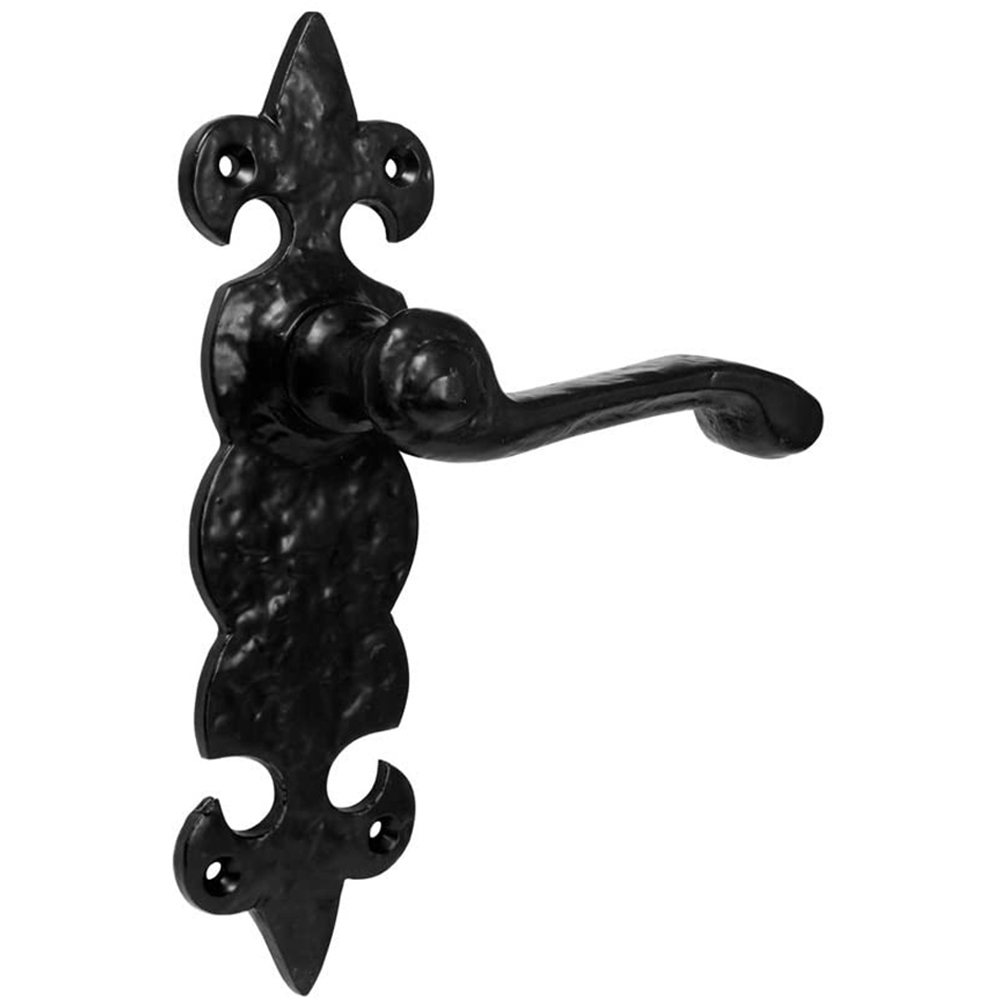 Golden Grace Black Antique Fleur De LYS Door Handle Set Image 2