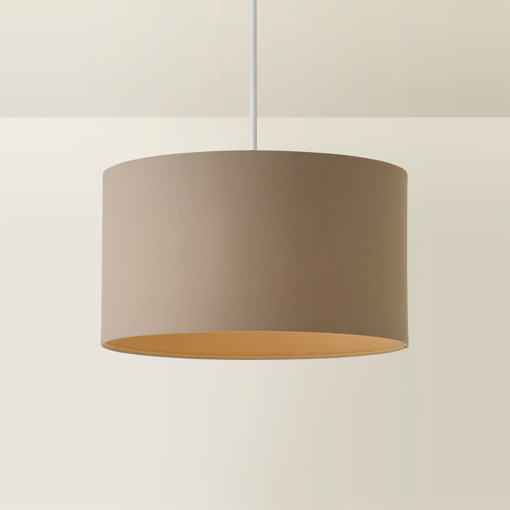 ValueLights Reni Taupe Fabric Medium Drum Ceiling Lamp Shade Image 5