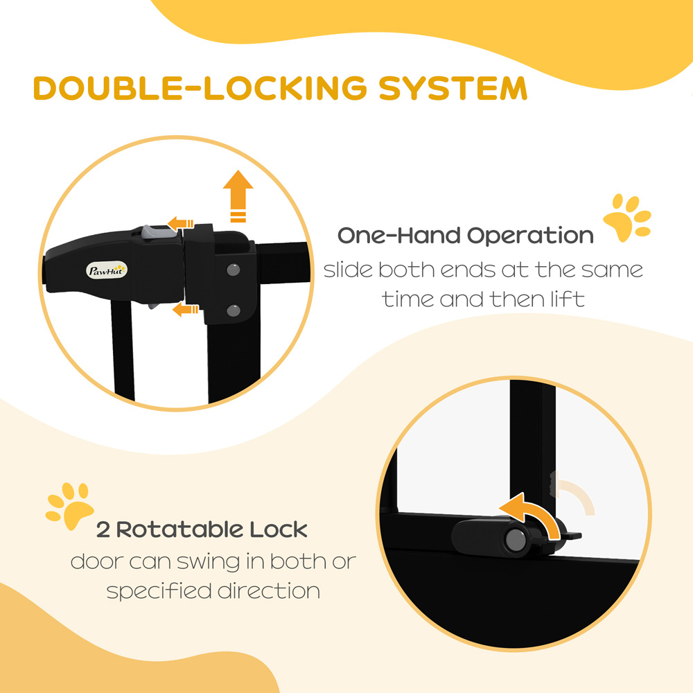 PawHut Black 74-80cm Adjustable Metal Pet Safety Gate Image 5
