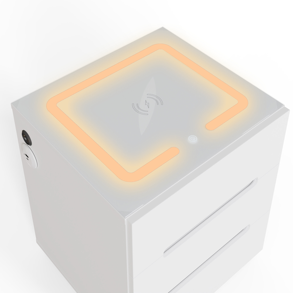 GFW Riley 3 Drawer White Smart Bedside Table Image 5