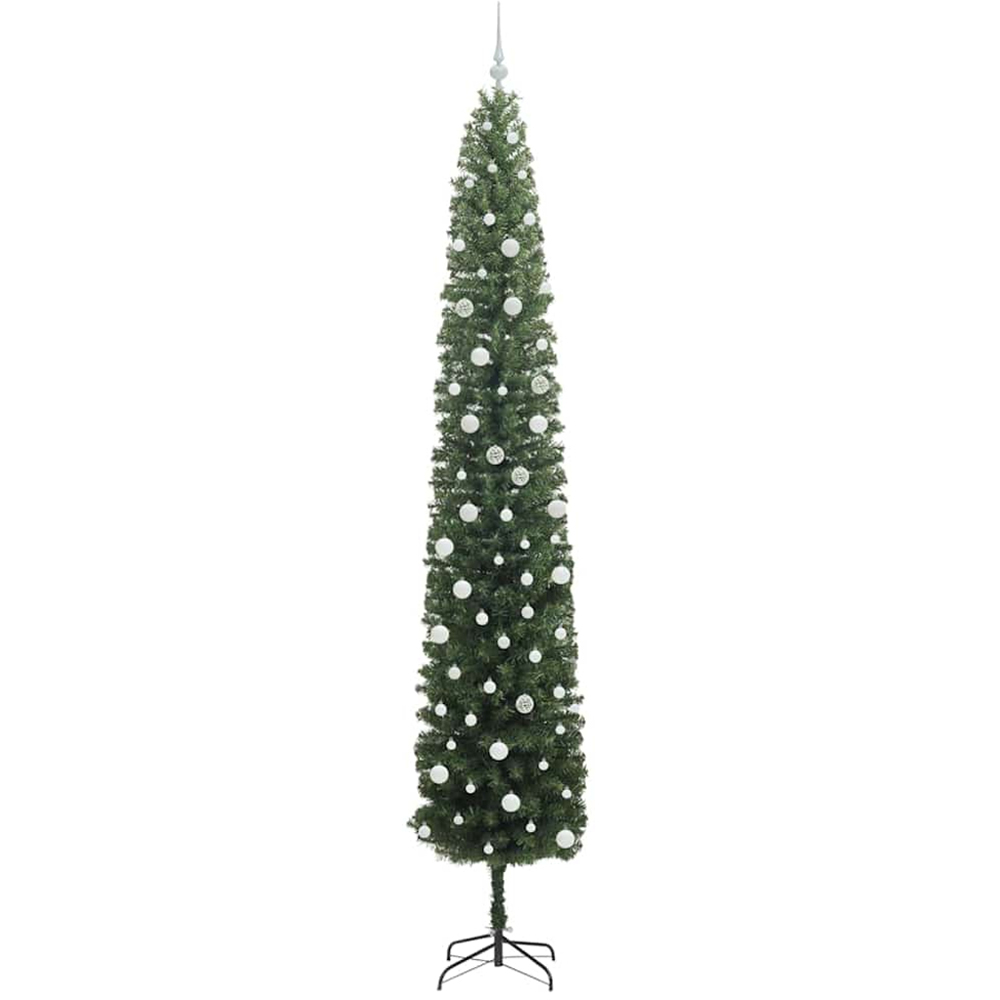 vidaXL Green Artificial Christmas Tree with LEDs White Decoration Ornaments 10ft Image 4