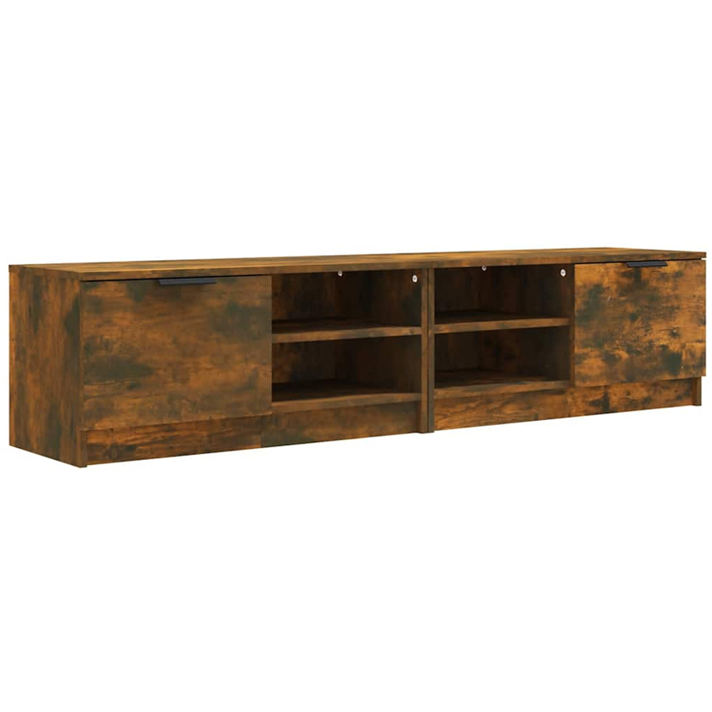 vidaXL Single Door 2 Shelf Smoked Oak TV Cabinet Set of 2 Image 2
