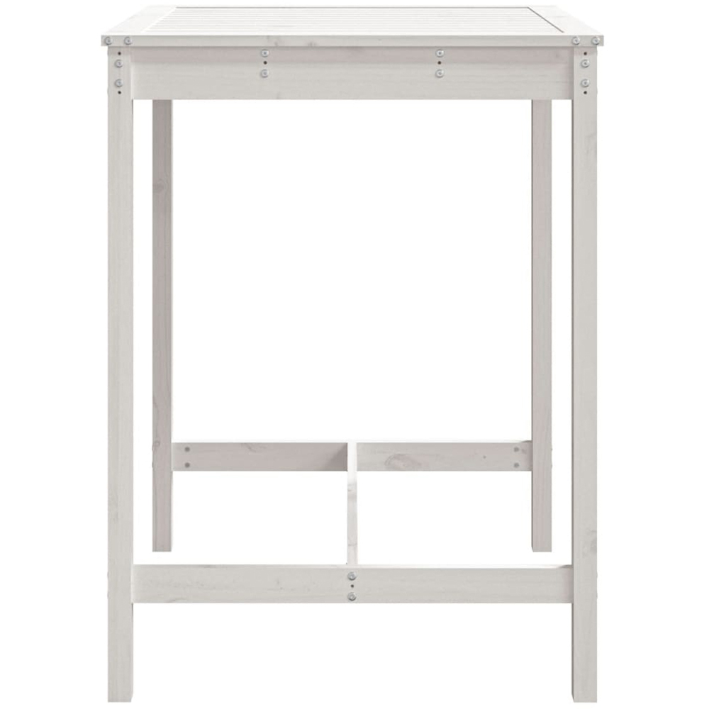 vidaXL 2 Seater Solid Pine Wood Slatted Garden Dining Table White Image 4