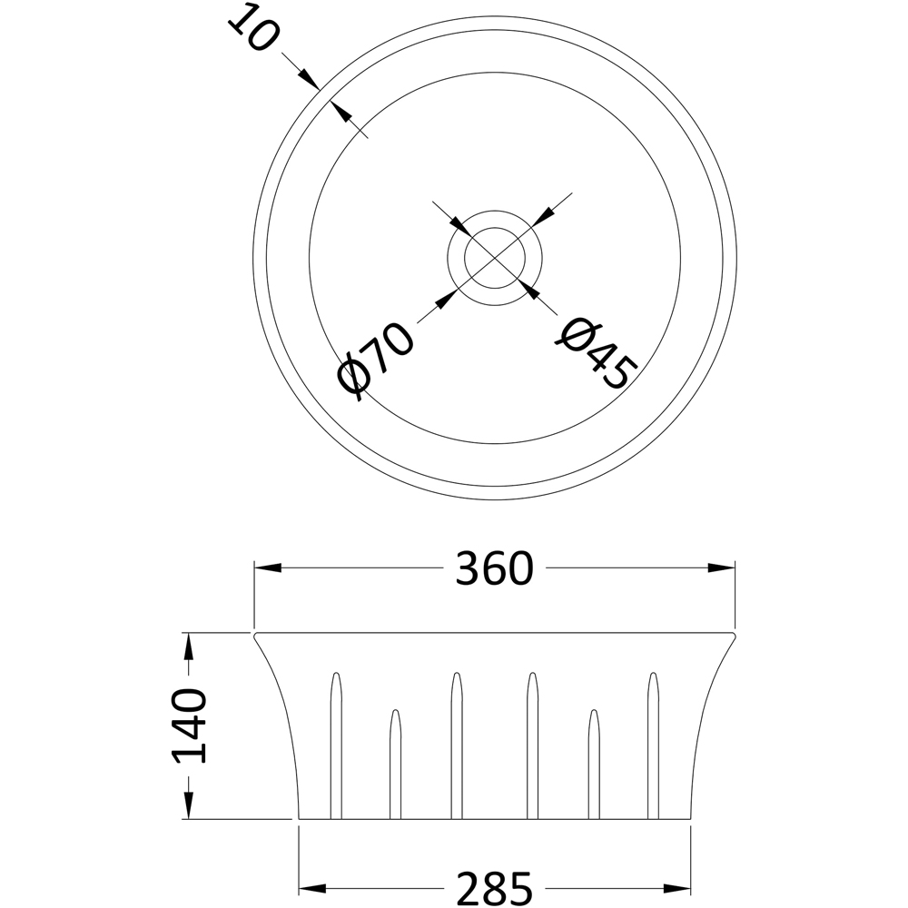 nuie White 0 Tap Hole Round Vessel 360mm Image 3