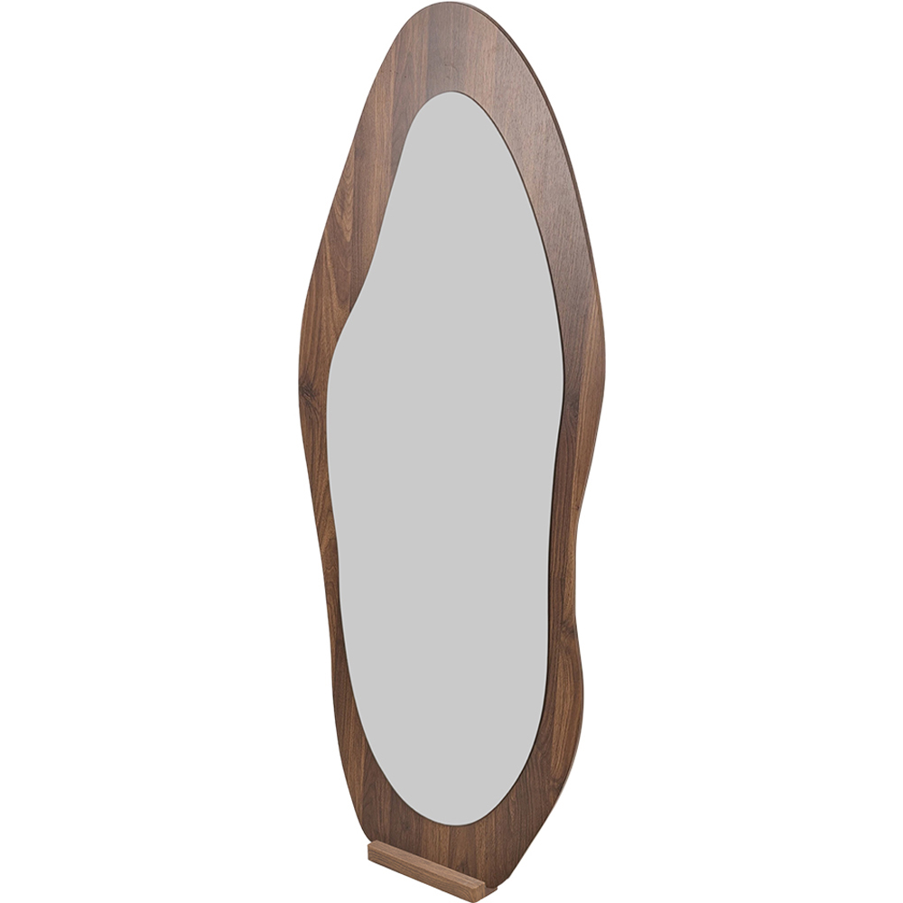 Living and Home Walnut Irregular Leaning Base Full Length Mirror with Tempered Glass 160 x 60cm Image 3