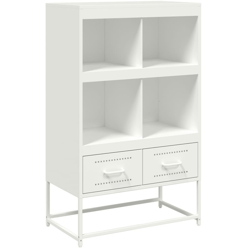 vidaXL 2 Drawer 4 Open Shelf White Steel Highboard Image 2
