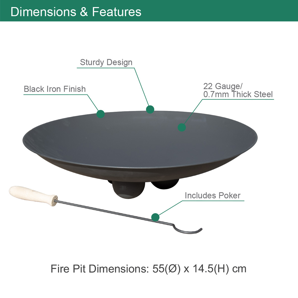 GardenKraft Iron Firepit with Ball Base Image 7