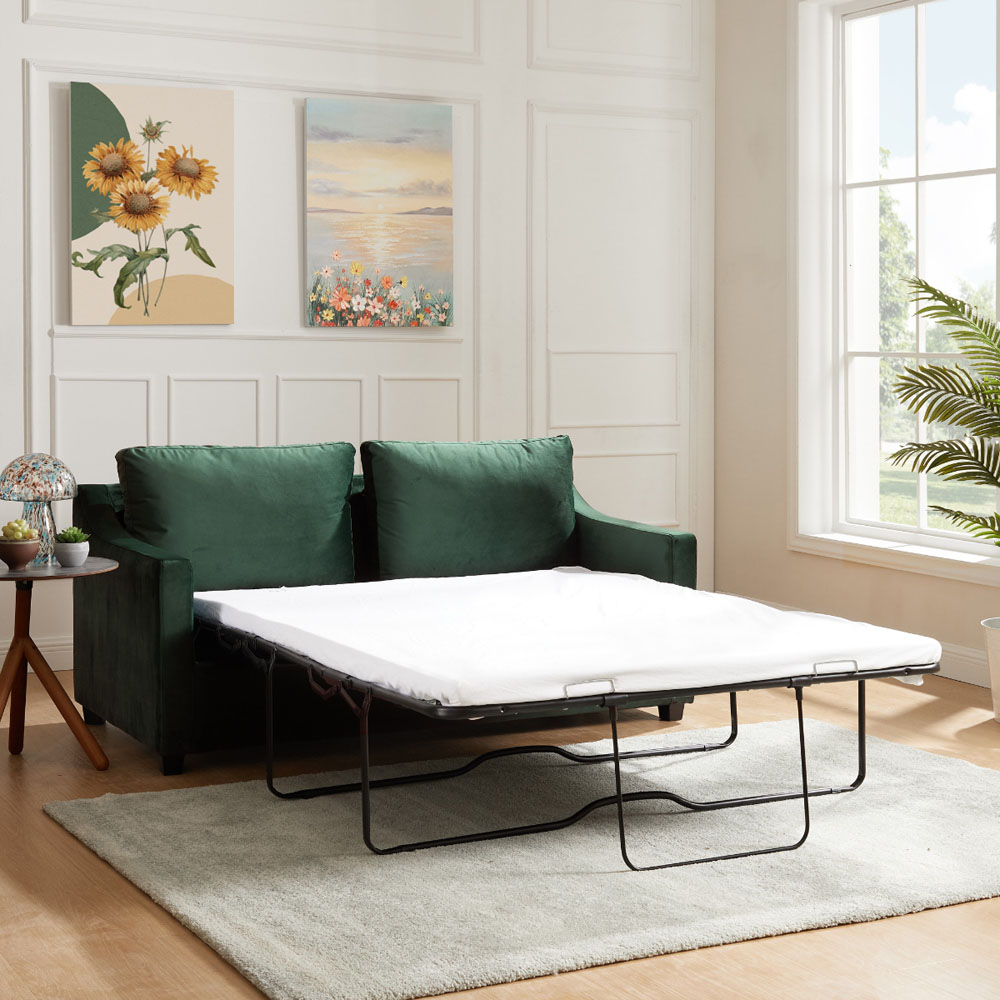 Home Detail Cooper Small Double Sleeper Green Velvet Pull Out Sofa Bed Image 9