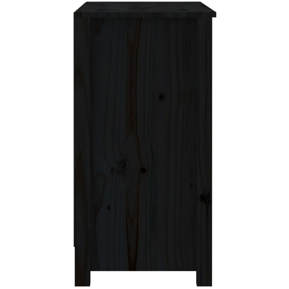 vidaXL 2 Shelf Black Solid Pine Wood Bookcase Image 5