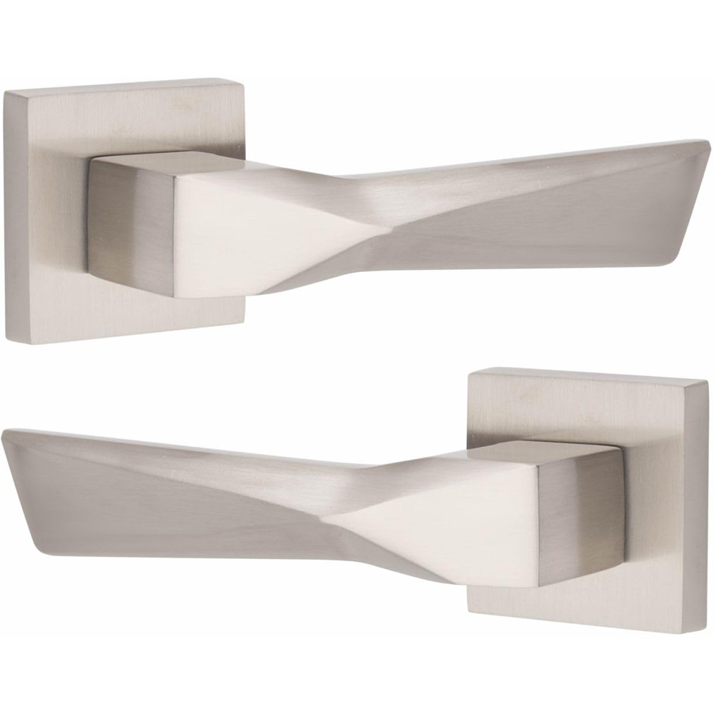 Golden Grace Satin Nickel Aura Door Handle Set Image 3