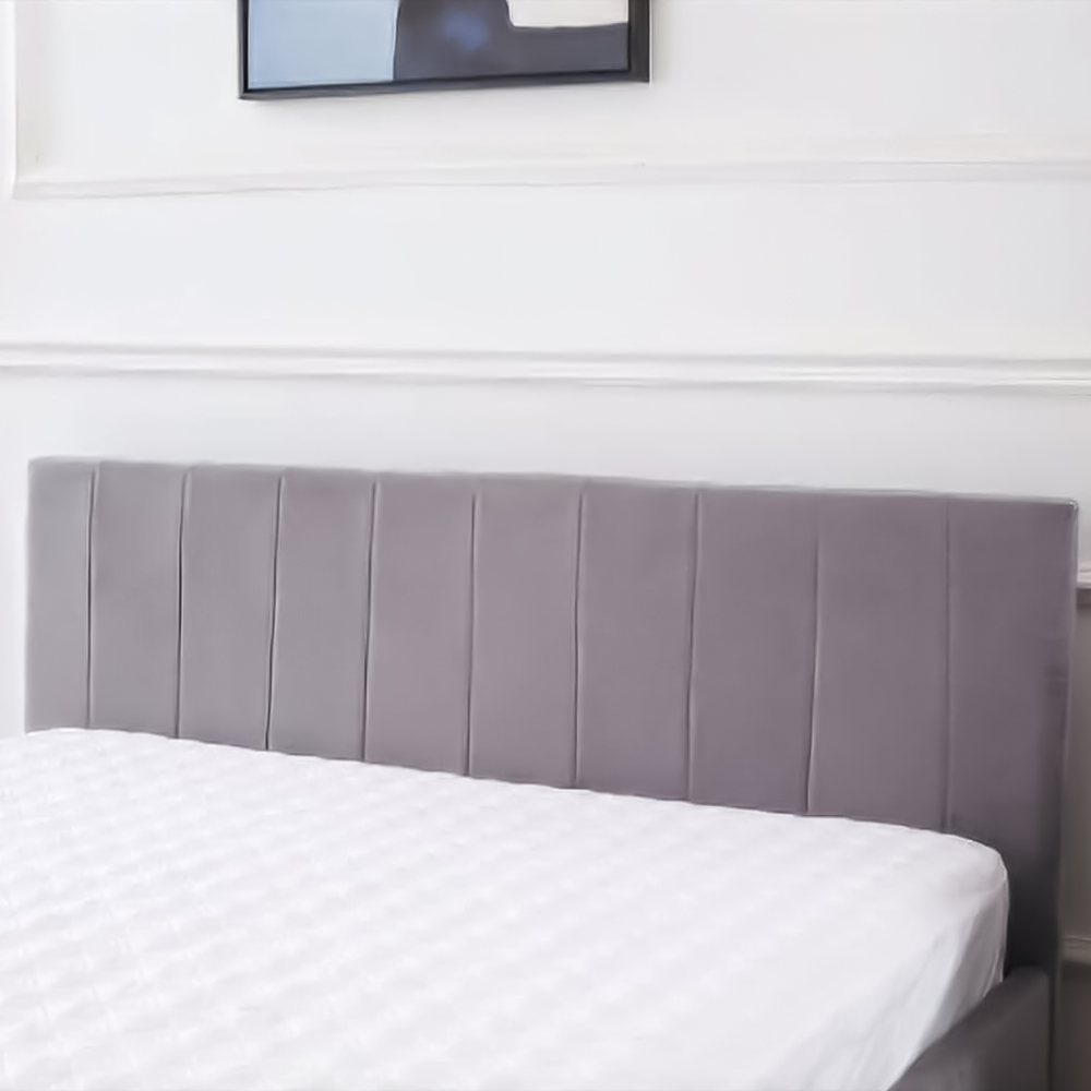 Portland Small Double Grey Line Pattern Velvet Ottoman Bed Image 4