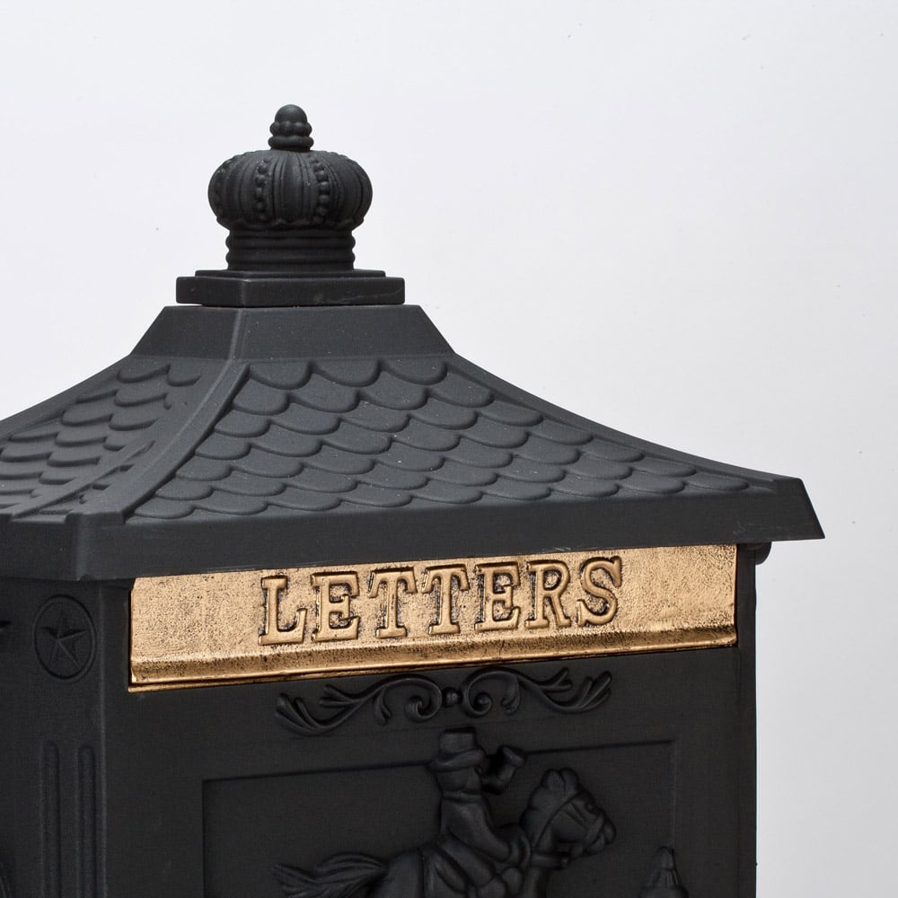Arboria Garden Decor Black Freestanding Cast Aluminium Post Box Image 3