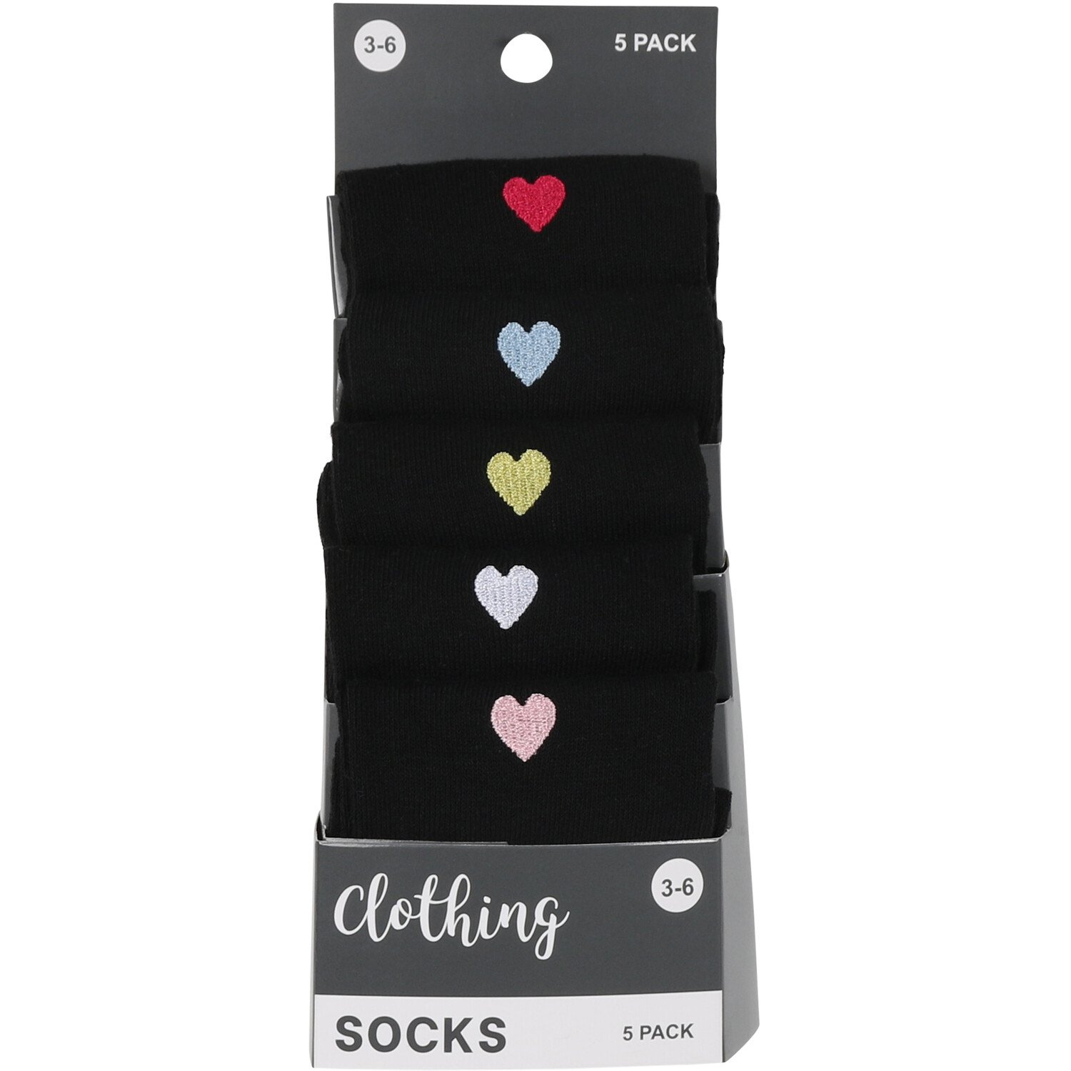 Pack of 5 Womens Embroided Socks - Black Image 1