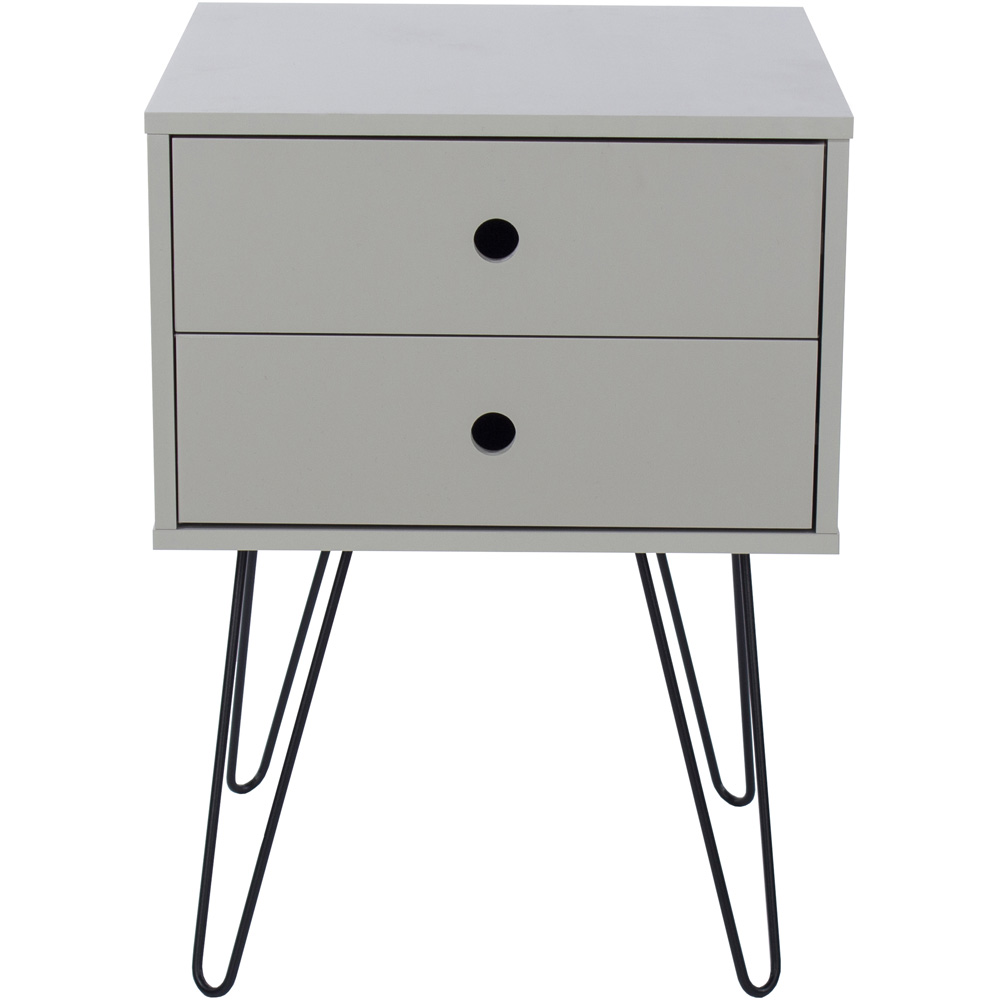 Telford 2 Drawer Light Grey Metal Legs Bedside Table Image 5