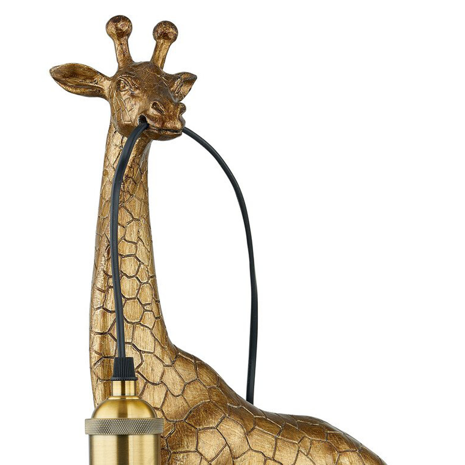 Antique Gold Giraffe with Bulb Table Lamp Image 2