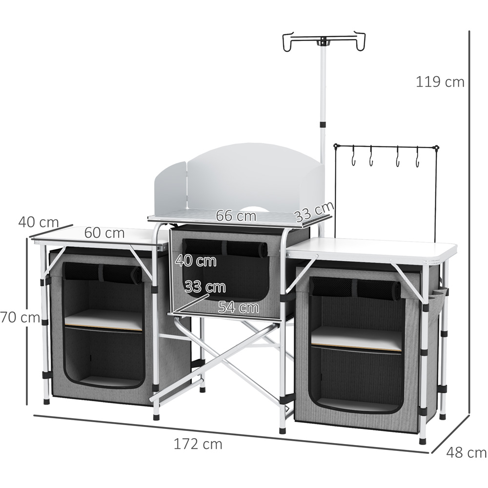 Outsunny Aluminium Foldable Camping Kitchen with 3 Fabric Cupboards Image 7