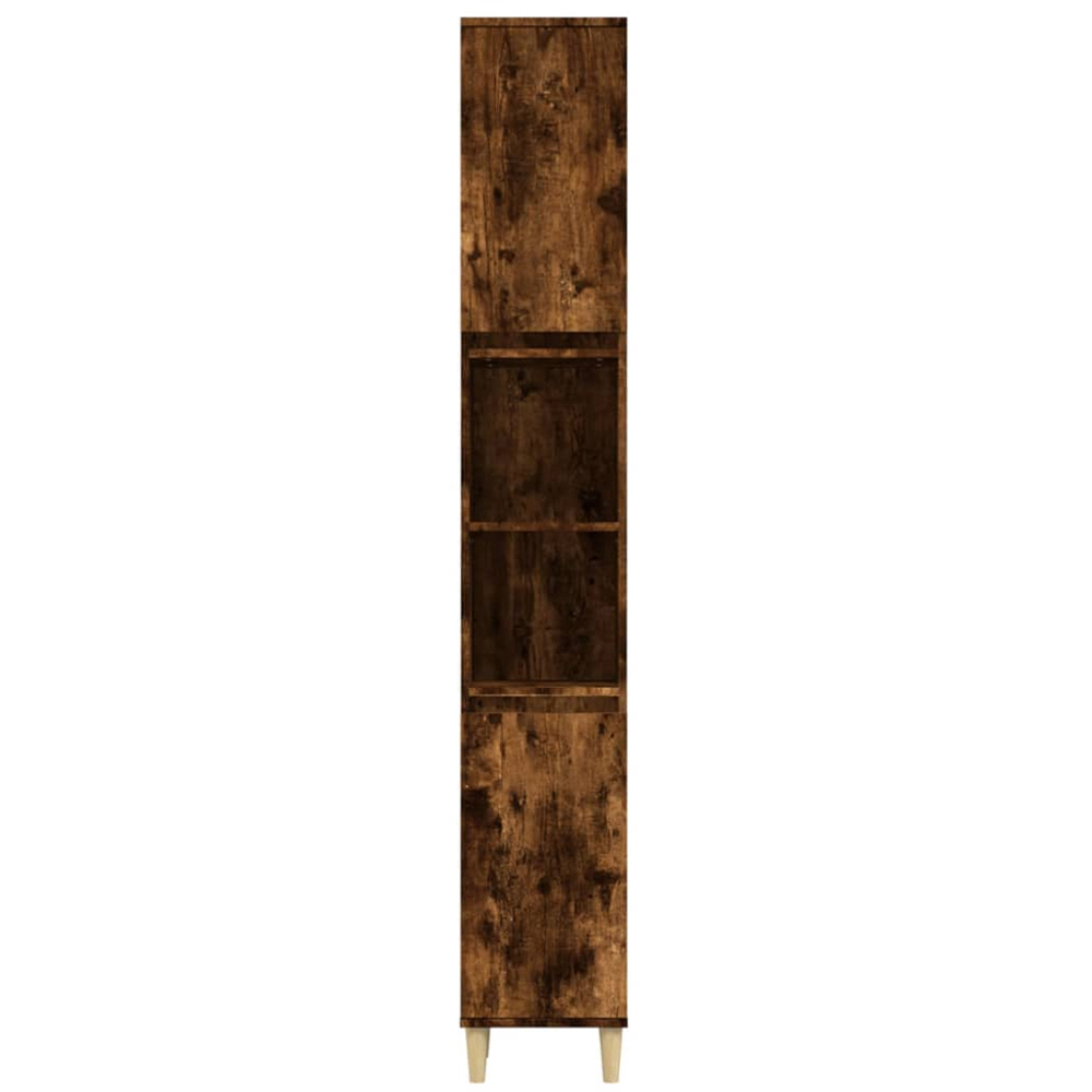 vidaXL 2 Door 2 Shelf Smoked Oak Wooden Bathroom Cabinet Image 5