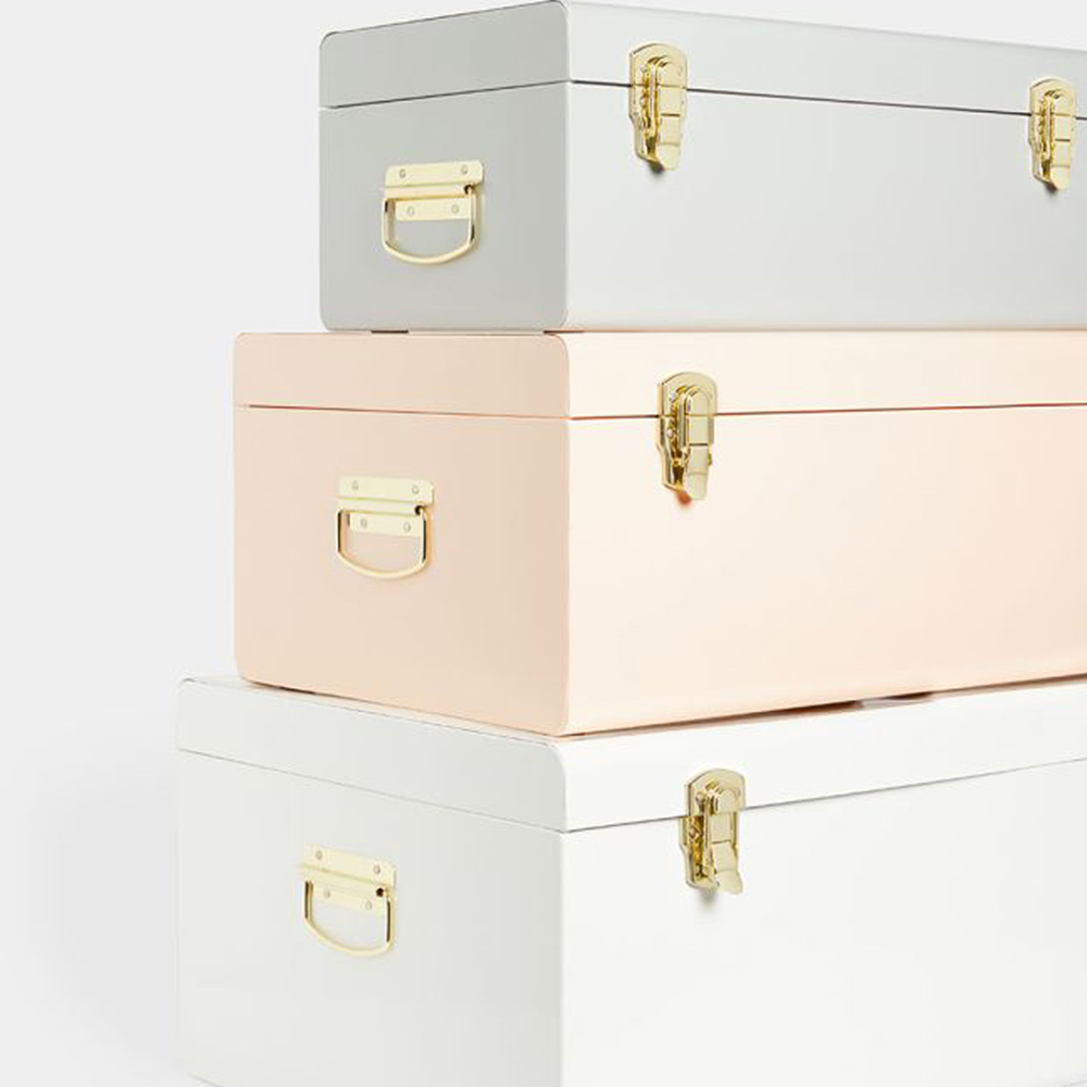 VonHaus Metal Storage Trunk Set of 3 Image 3