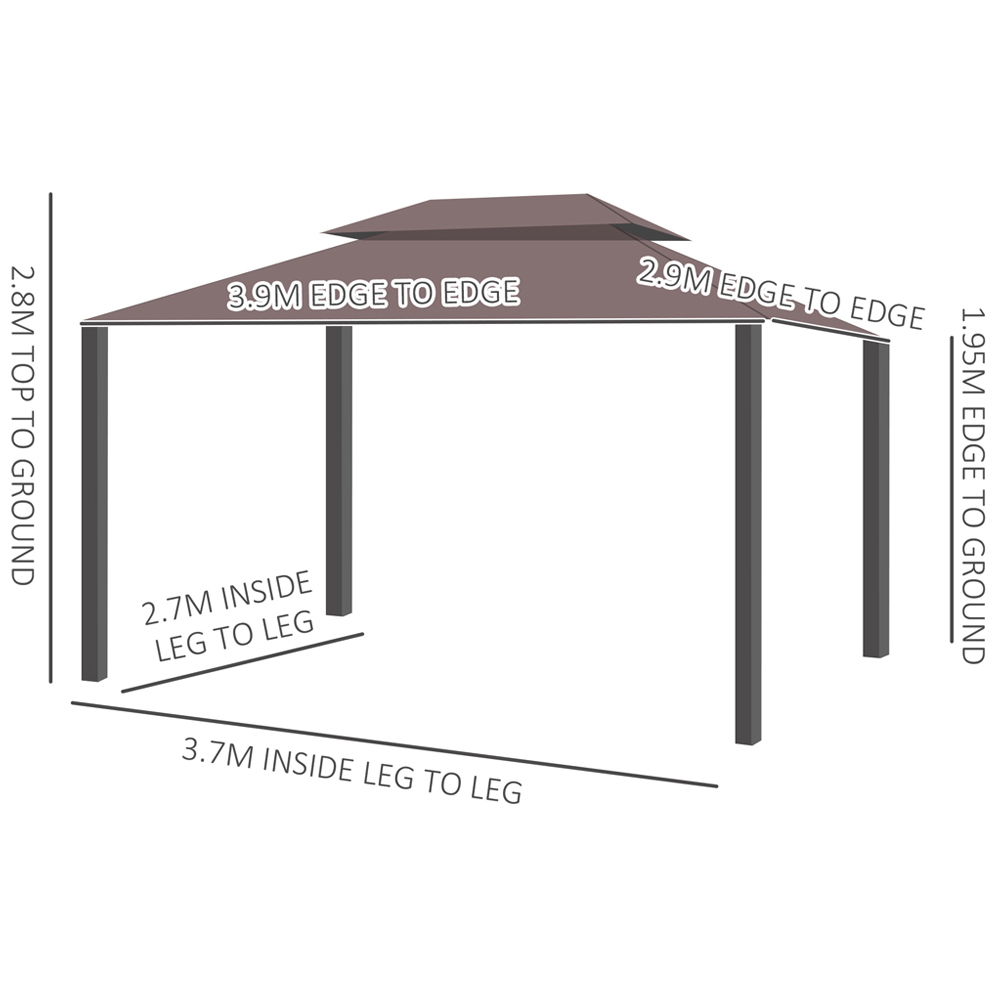 Outsunny 4 x 3m Coffee Canopy Pavilion Patio Gazebo with Sides Image 6