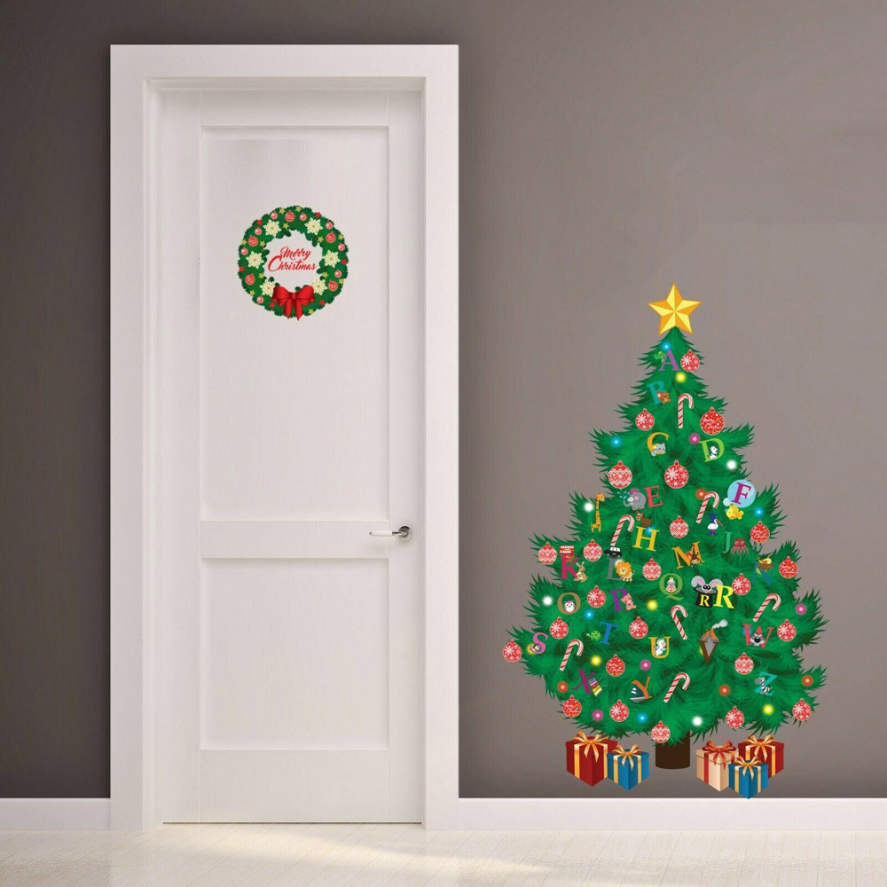 Walplus Christmas Tree with Alphabets and Garland Self Adhesive Wall Sticker Image 2
