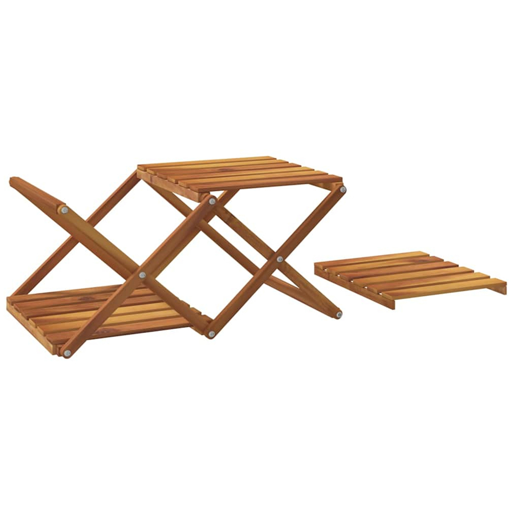 vidaXL 3 Shelf Brown Solid Acacia Wood Foldable Slatted Display Unit Image 6