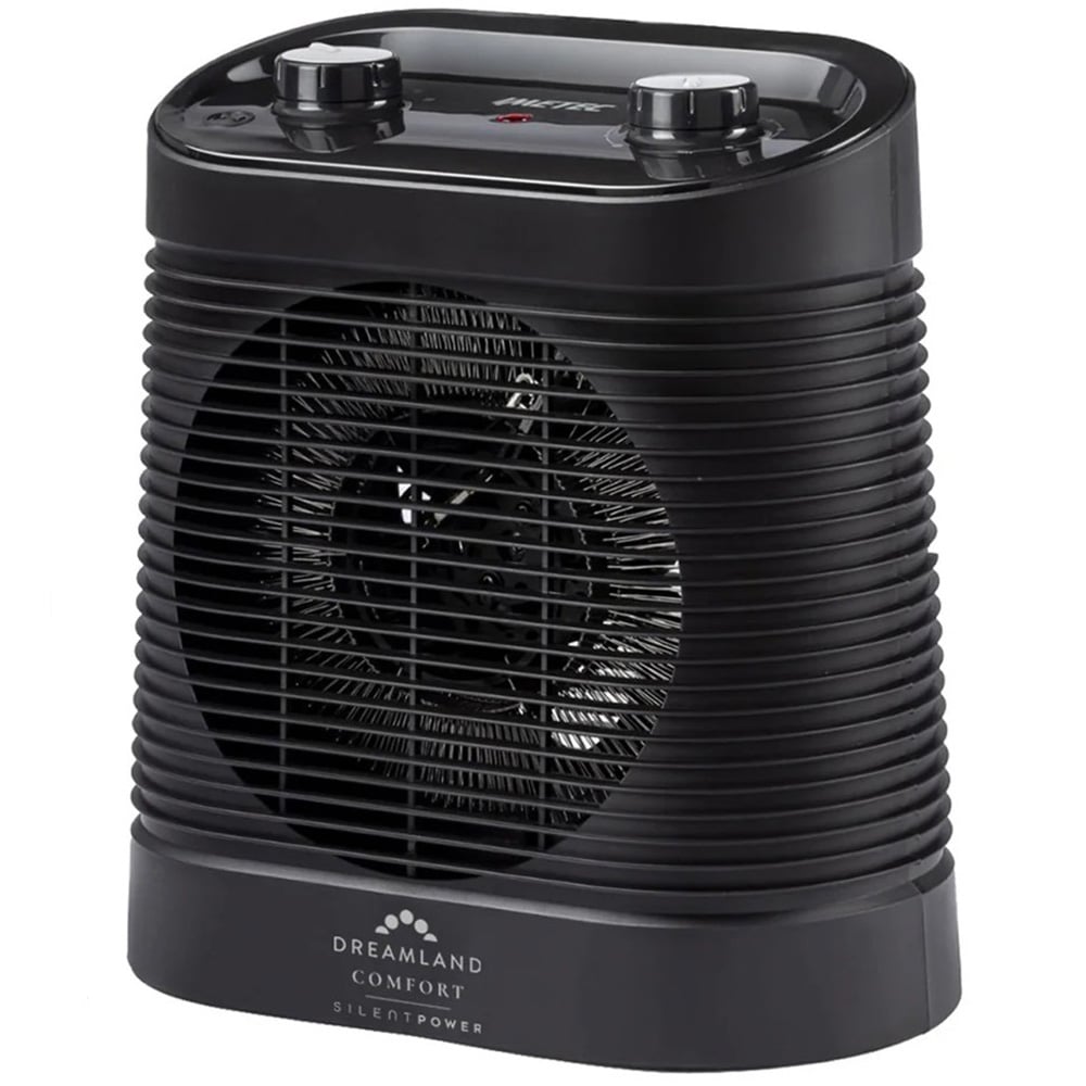 Dreamland Black Silent Power Comfort Portable Fan Heater 2100W Image 1