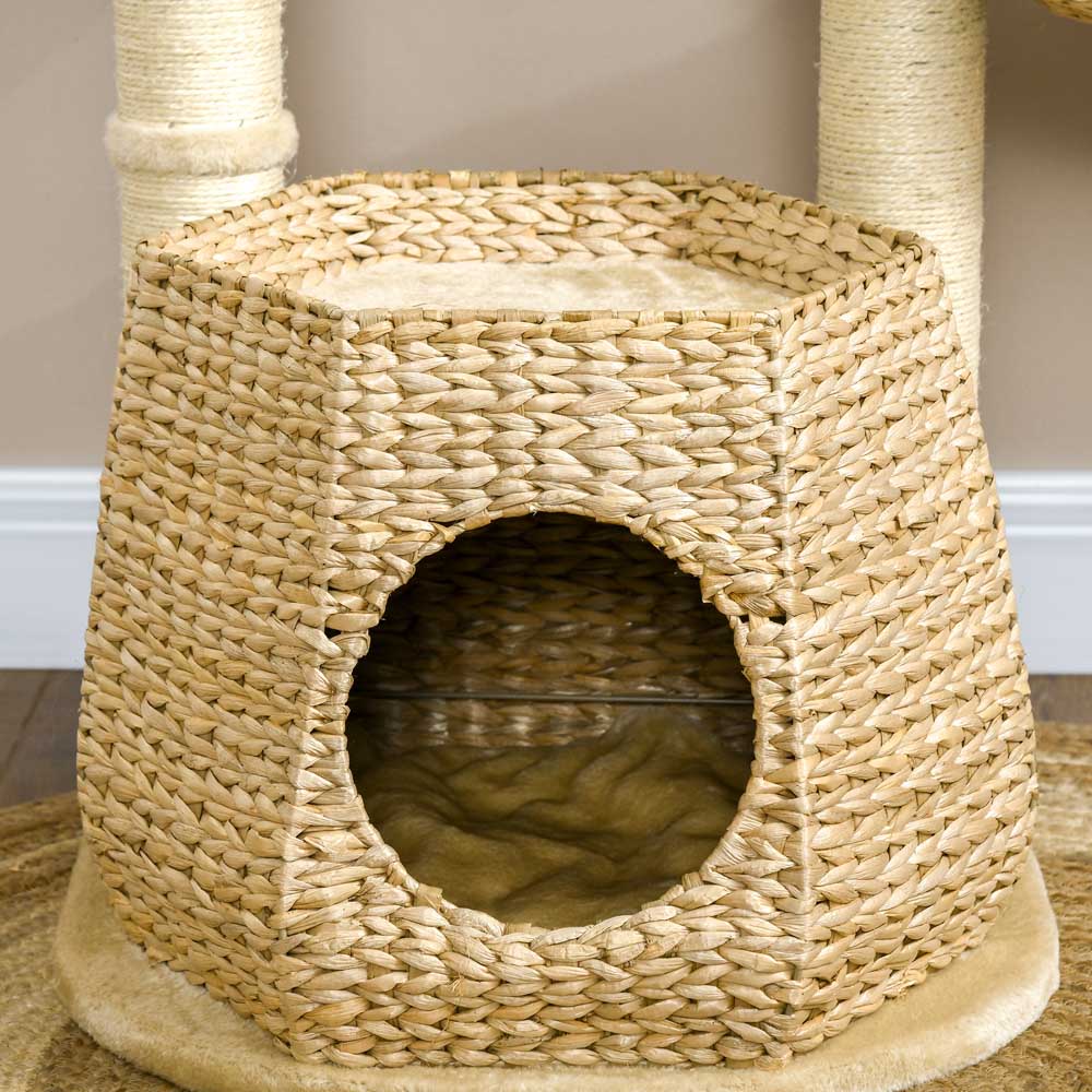 PawHut Cat Tree Activity Centre with Cattail Fluff Bed Image 6