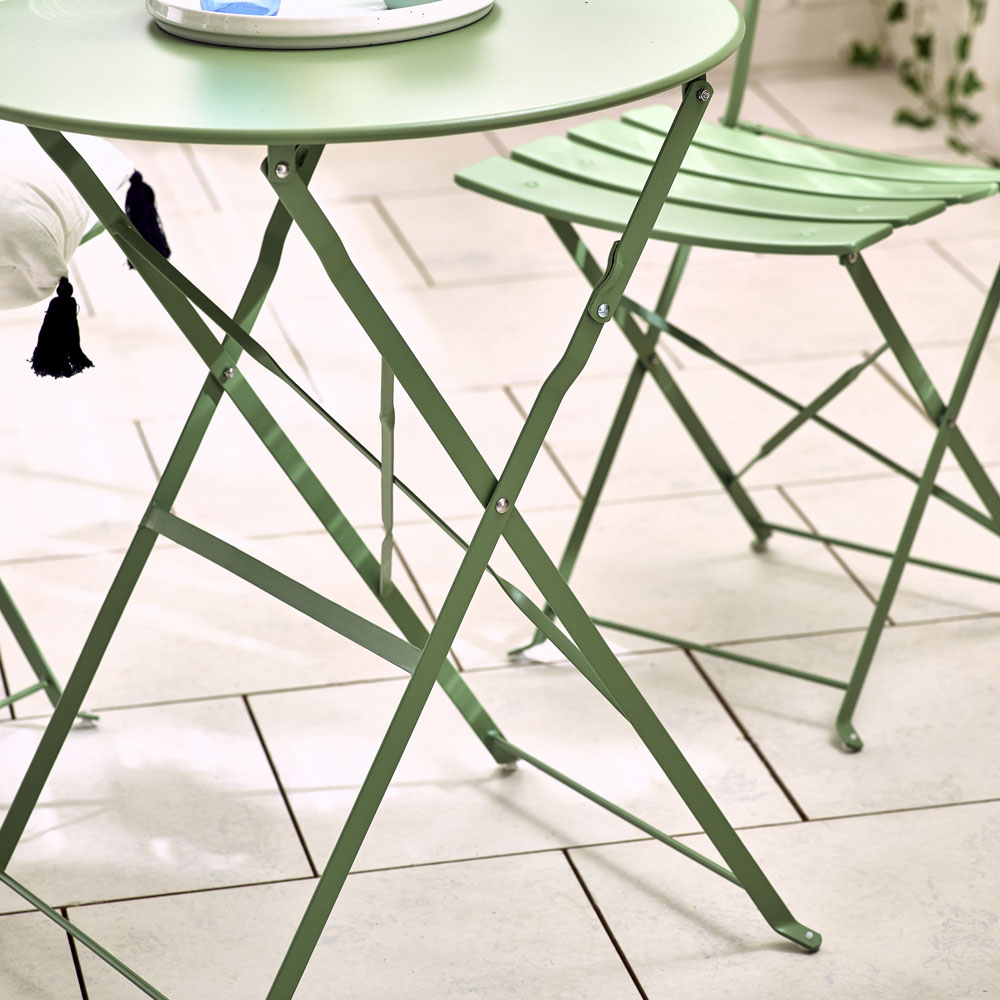 Furniturebox Cruz Green Metal 2 Seater Outdoor Bistro Set Image 6