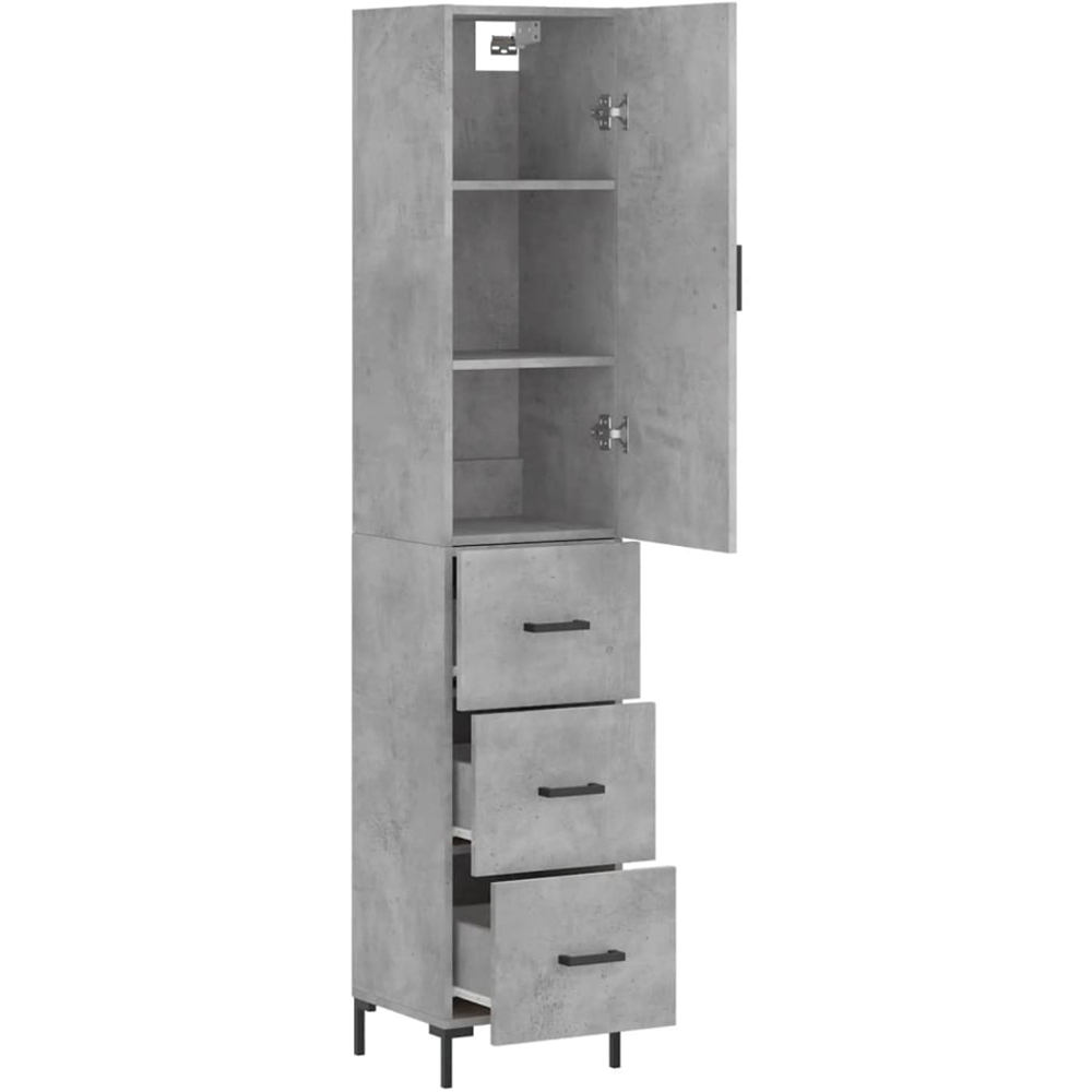 vidaXL Single Door 3 Drawer Concrete Grey Highboard Image 4