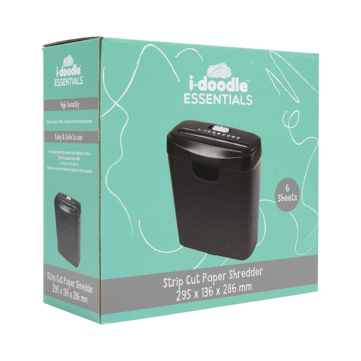 6 Sheet Strip Cut Shredder with 10L Bin Black Image 2