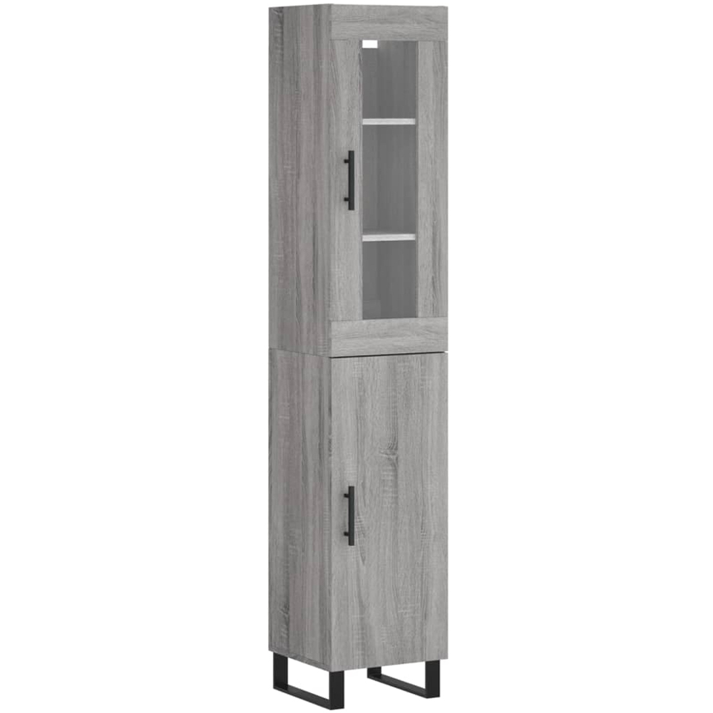 vidaXL 2 Door Concrete Grey Tall Highboard with Metal Legs Image 2
