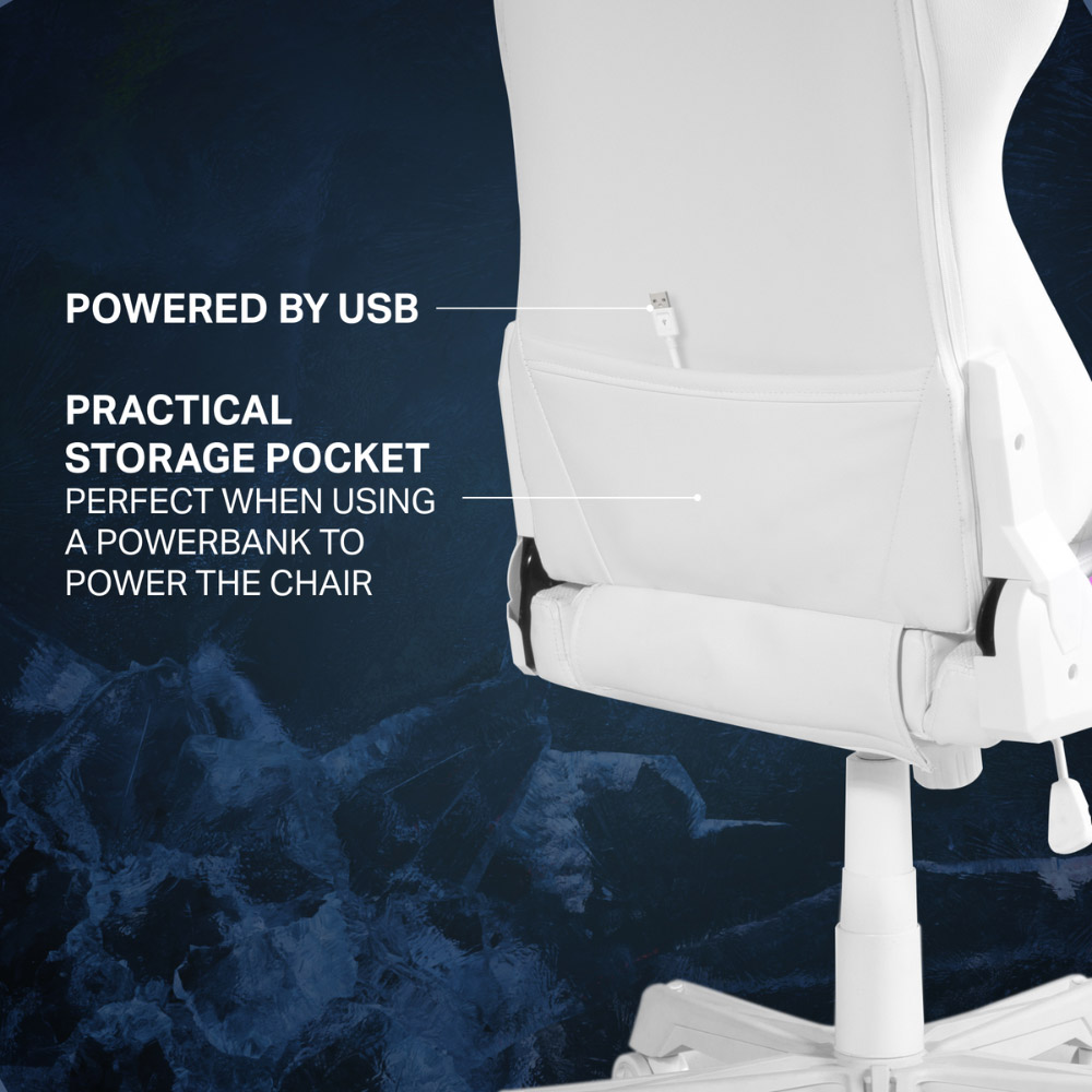Deltaco White Leather RGB LED Gaming Chair Image 7