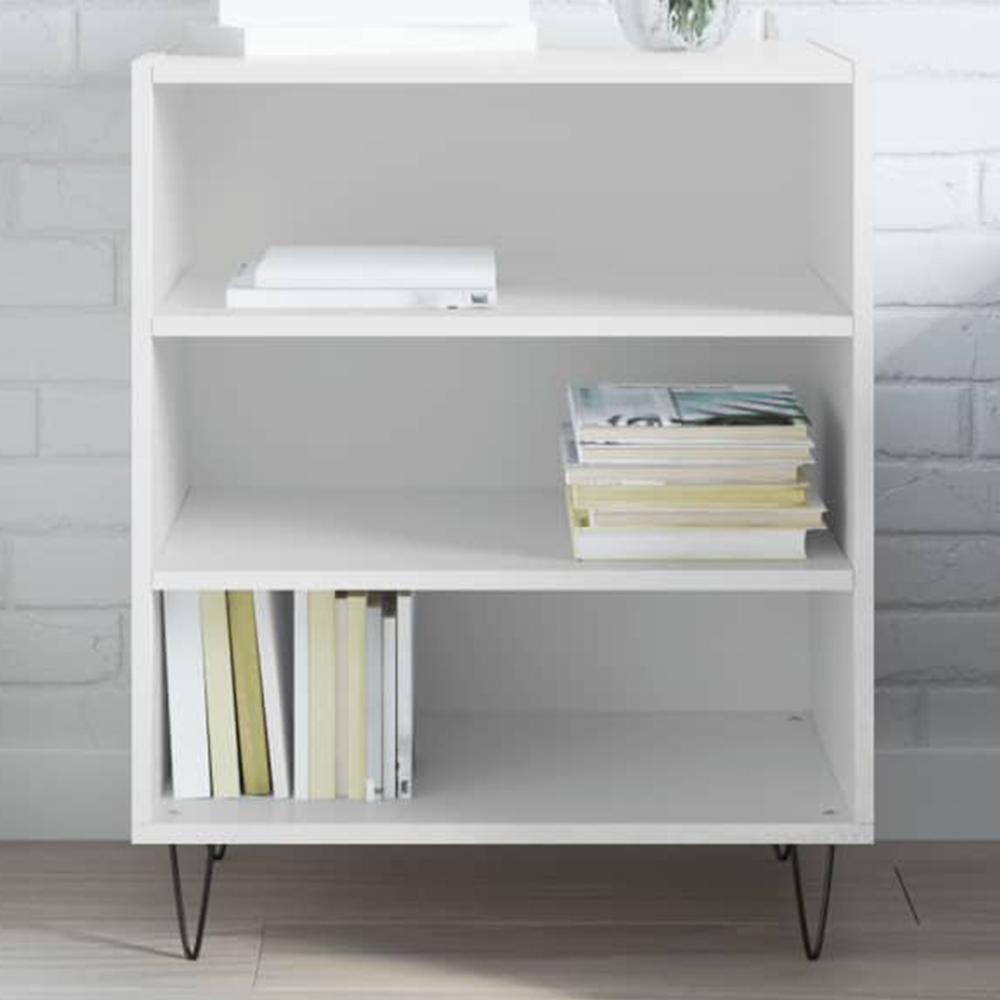 vidaXL 3 Shelf High Gloss White Sideboard Image 1