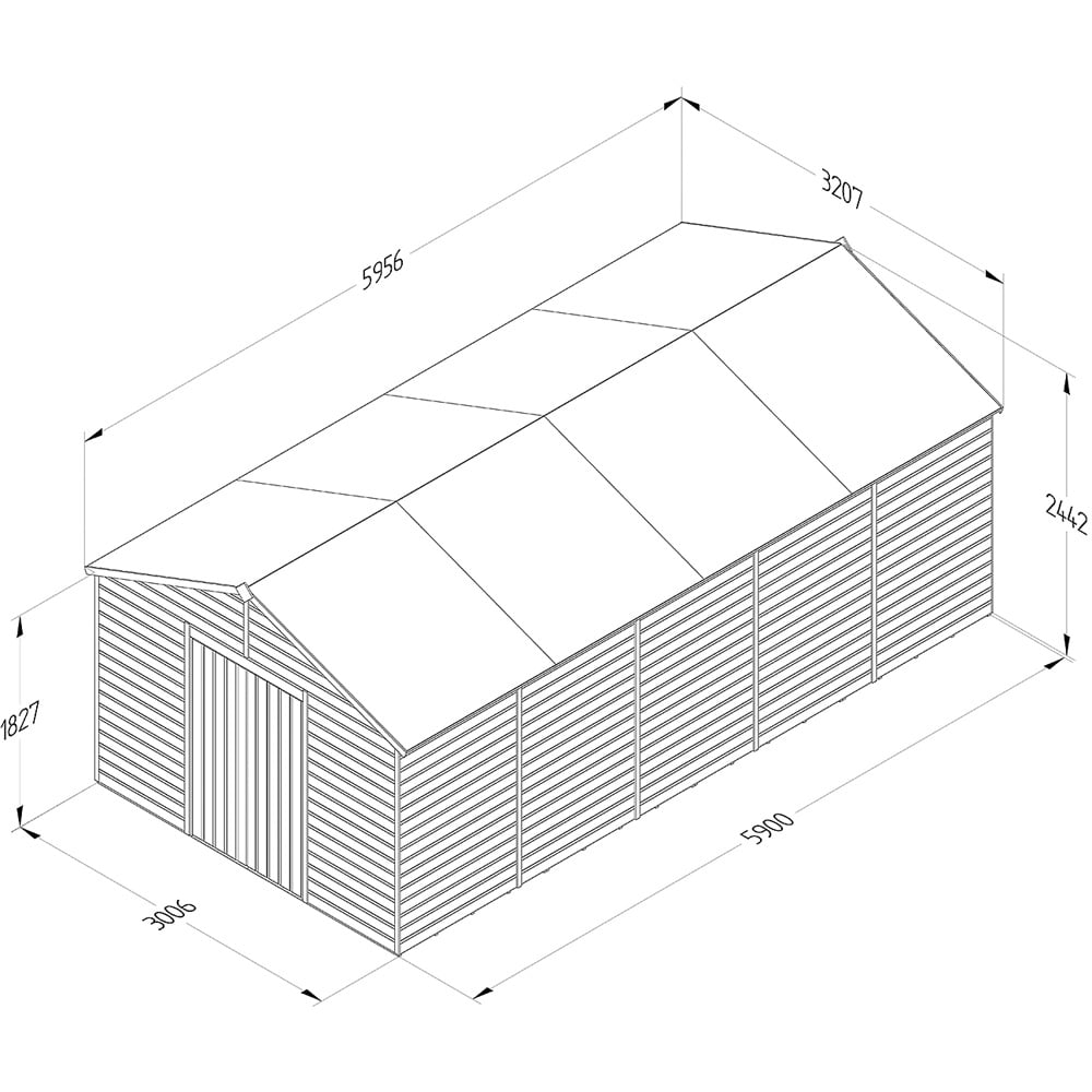 Forest Garden Beckwood 20 x 10ft Double Door Shiplap Reverse Apex Shed Image 9