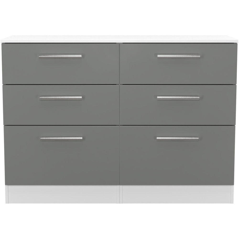 Crowndale Contrast 6 Drawer Dusk Grey and White Wide Chest of Drawers Ready Assembled Image 2
