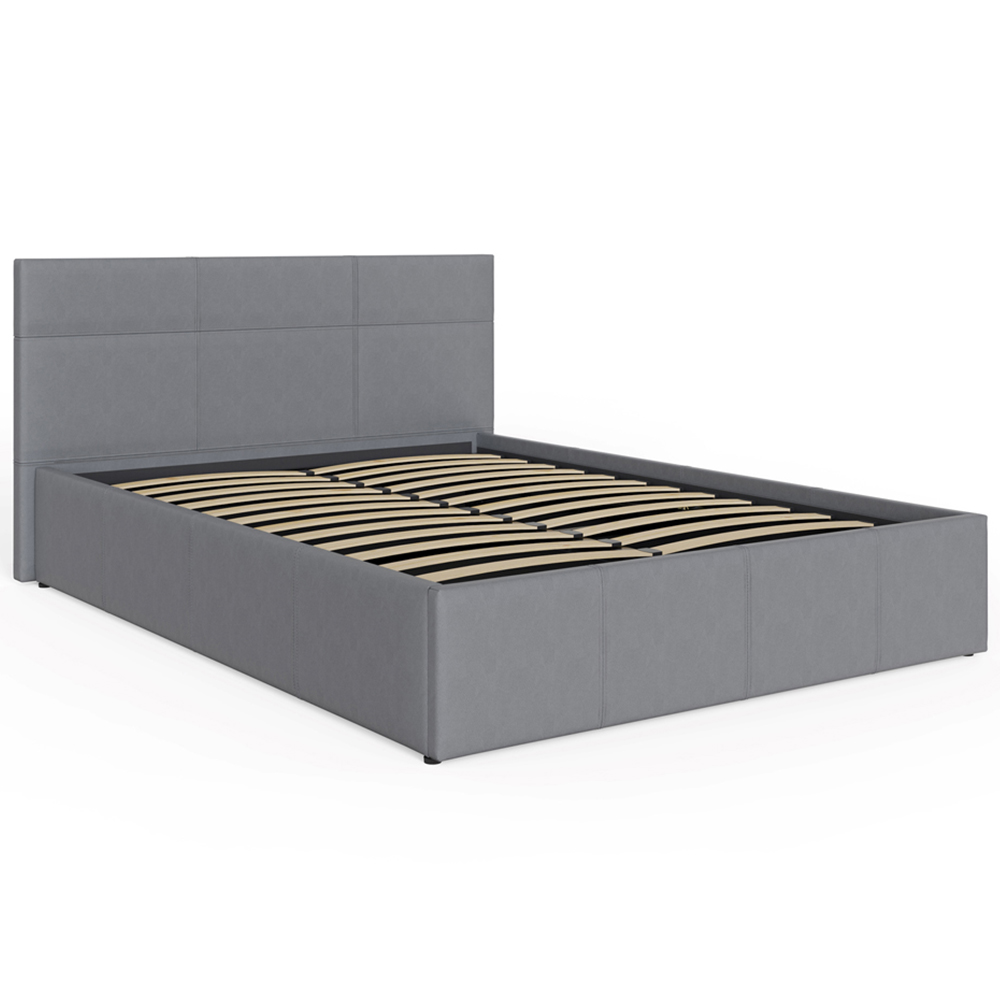 GFW Small Double Grey Faux Leather Side Lift Ottoman Bed with Bonnell Mattress Image 3