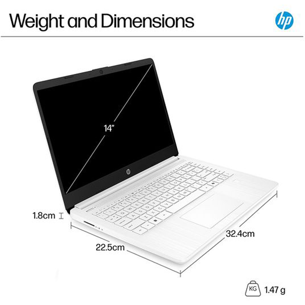 HP Intel N150 14 inch 4GB Ram 128GB UFS Storage Laptop White with Windows 11 and Office 365 Image 6