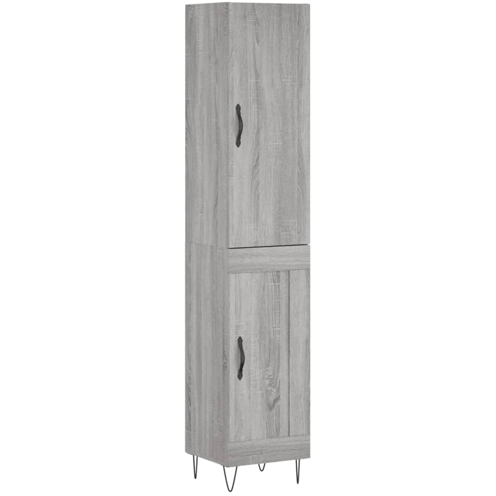vidaXL 2 Door Grey Sonoma Tall Highboard with Metal Legs Image 2