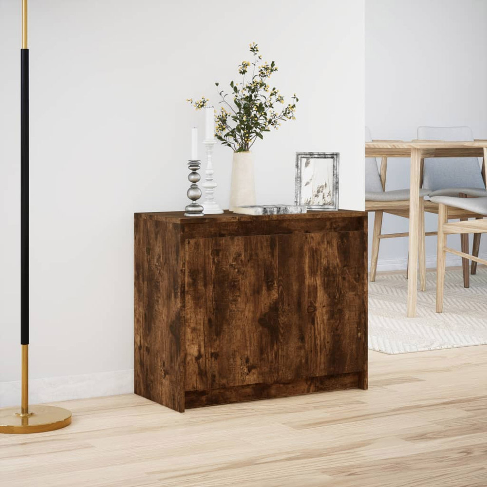 vidaXL 2 Door Smoked Oak Sideboard with RGB LED Lights Image 4