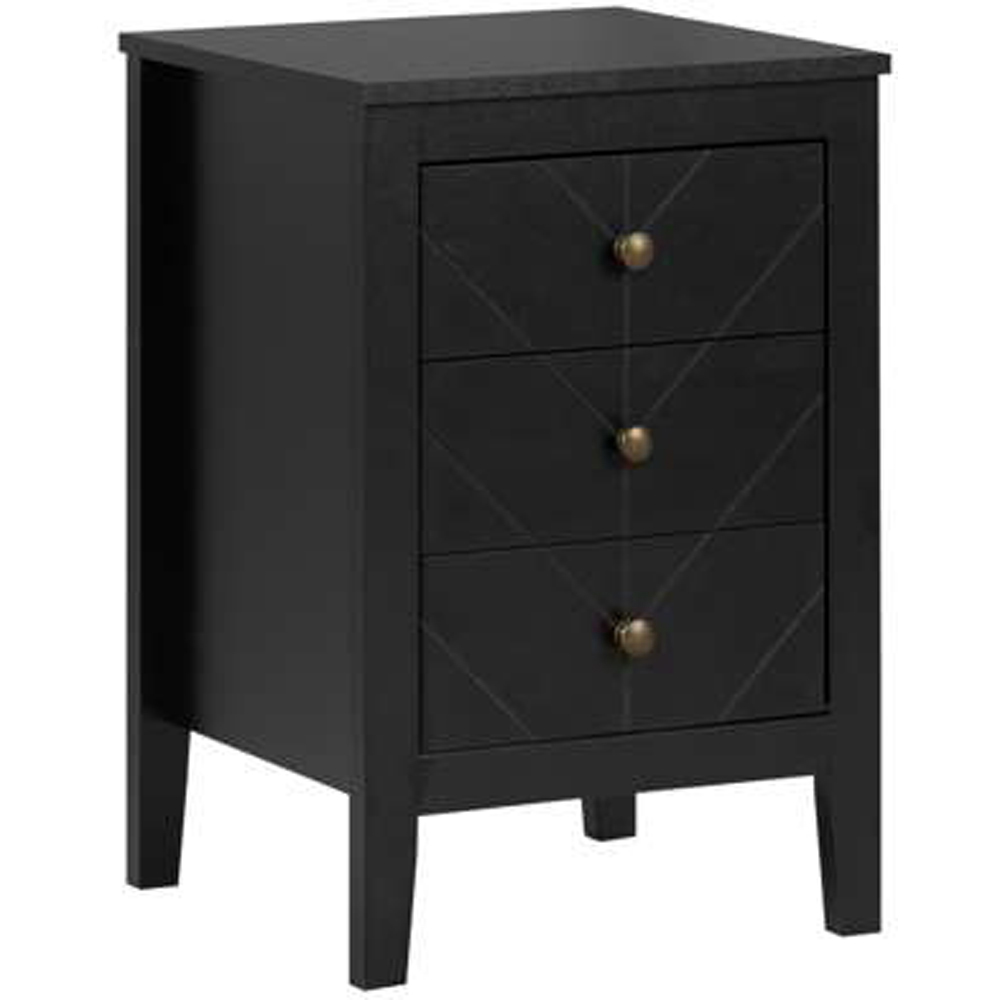 Birlea Emerson 3 Drawer Black Bedside Table Image 2