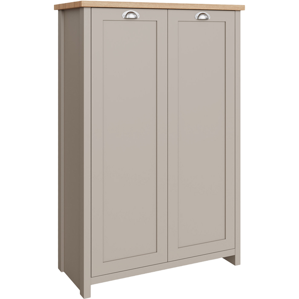 GFW Lancaster 2 Door Grey and Oak Tall Shoe Cabinet Image 2