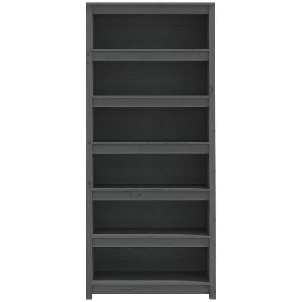vidaXL 6 Shelf Grey Solid Pine Wood Bookcase Image 3
