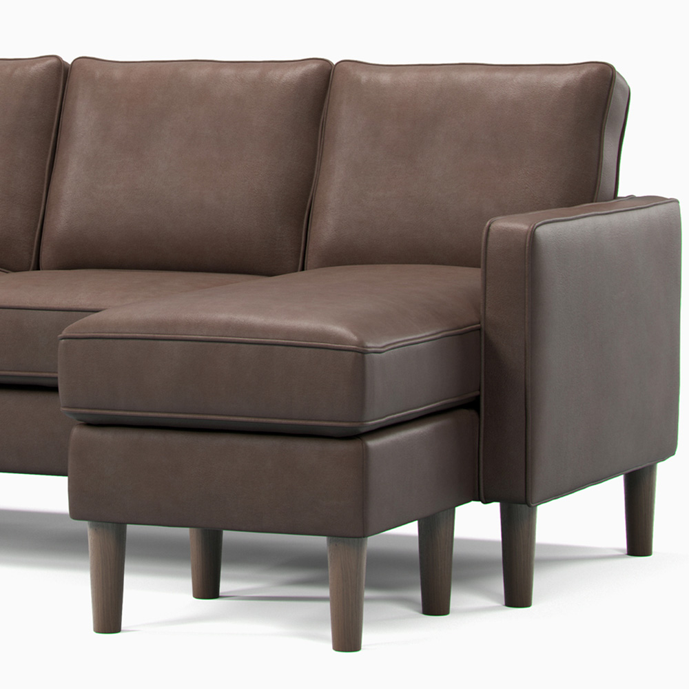 Bexhill 3 Seater Brown Faux Leather Reversible L Shaped Corner Sofa Image 5