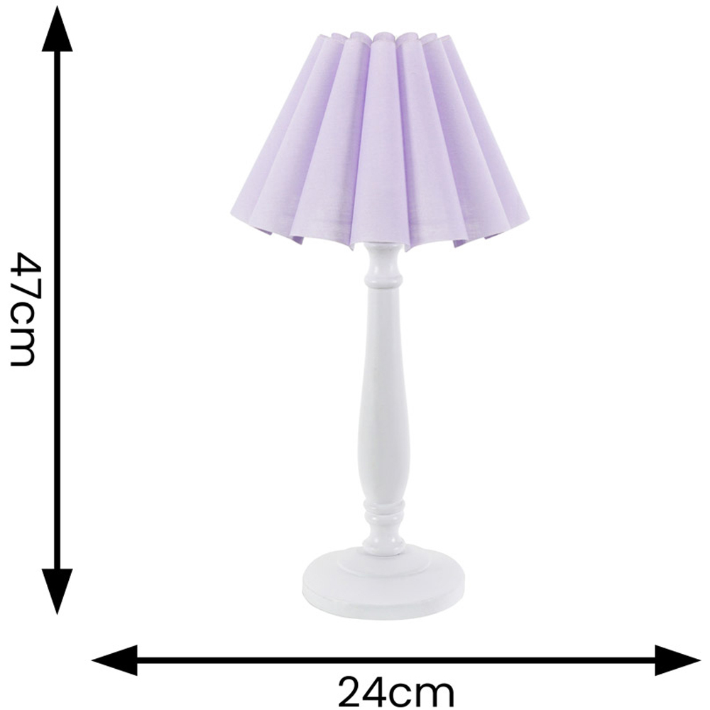 ValueLights Victoria Lilac Scallop Shade White Wood Candlestick Stem LED Table Lamp Image 4