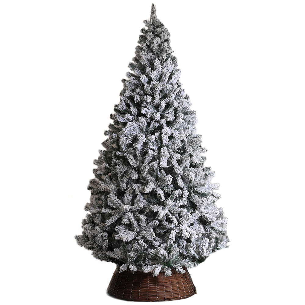 Festive Wentworth Flocked Fir Artificial Christmas Tree with Metal Base 6.9ft Image 1