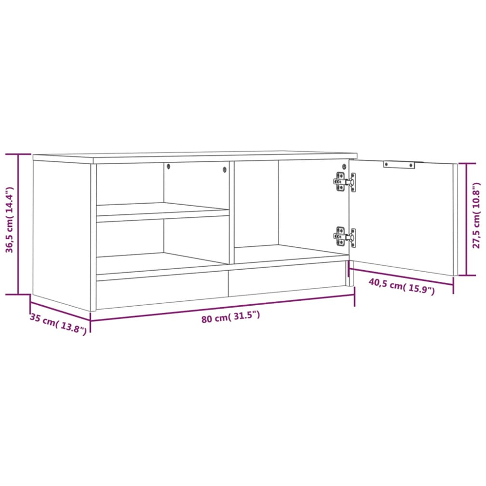 vidaXL Single Door 2 Shelf White TV Cabinet Set of 2 Image 9