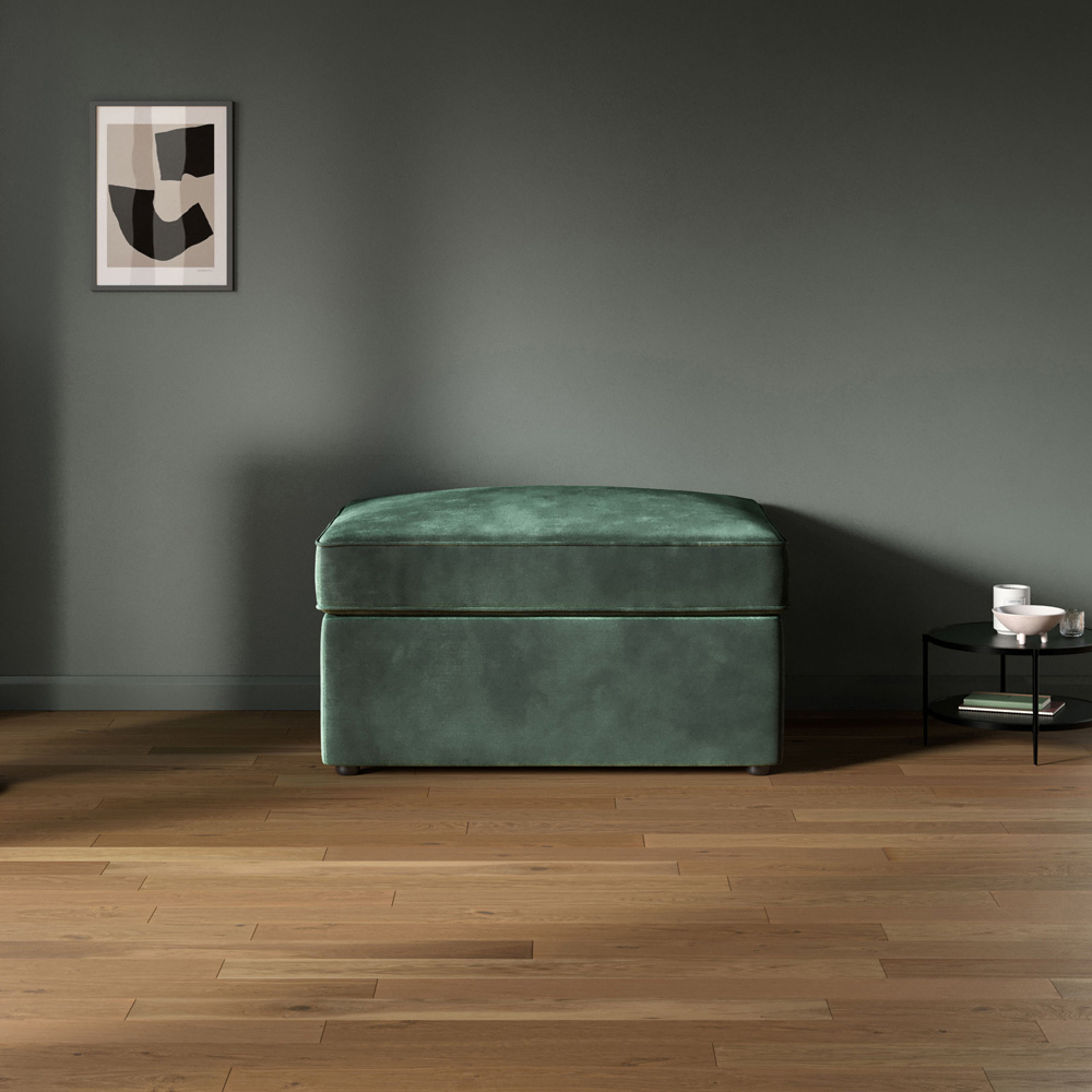 Jay-Be Bottle Green Luxe Velvet Fold-Out Footstool Bed with Comfort Mattress Image 3