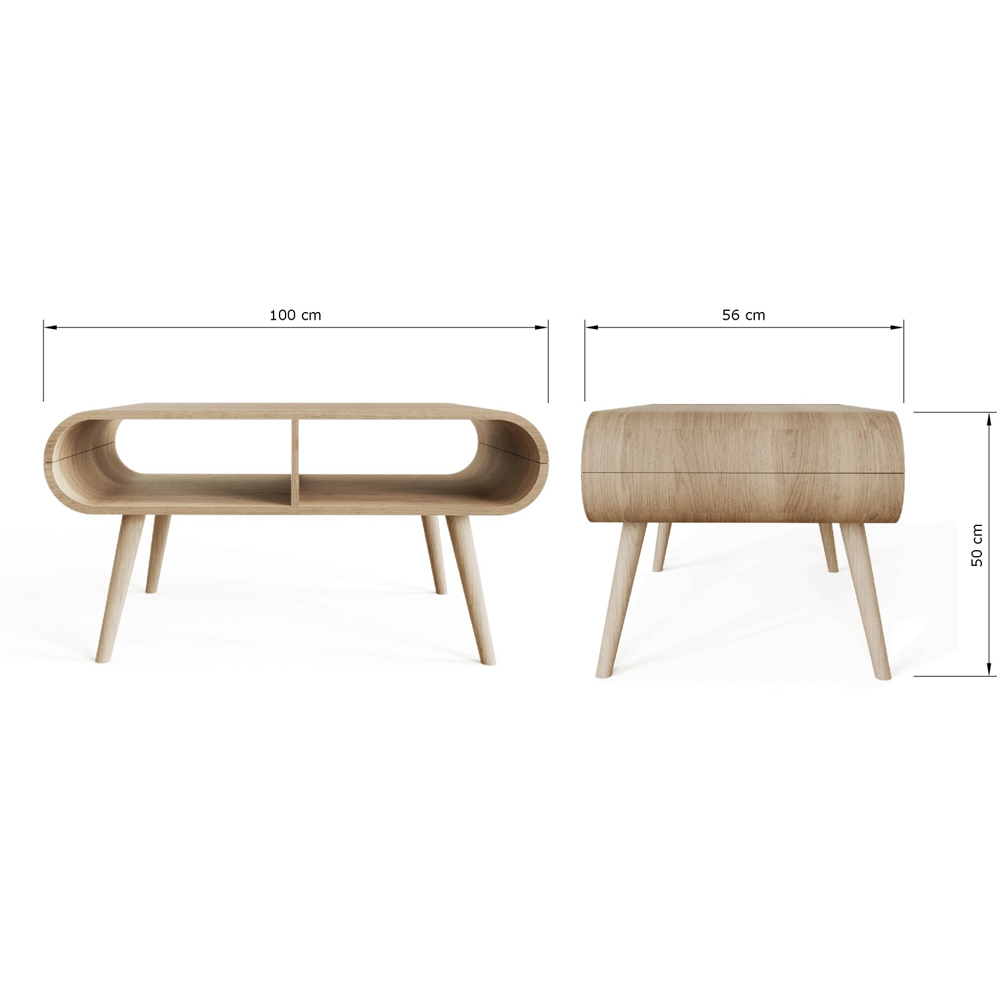 GFW Vionna 2 Shelf Oak Curved Coffee Table Image 9