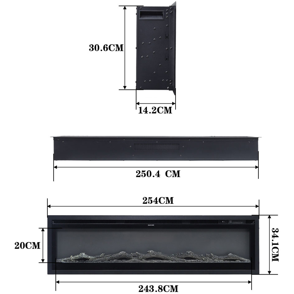 Living and Home Black Electric Fireplace with Adjustable Flame 100 inch Image 7